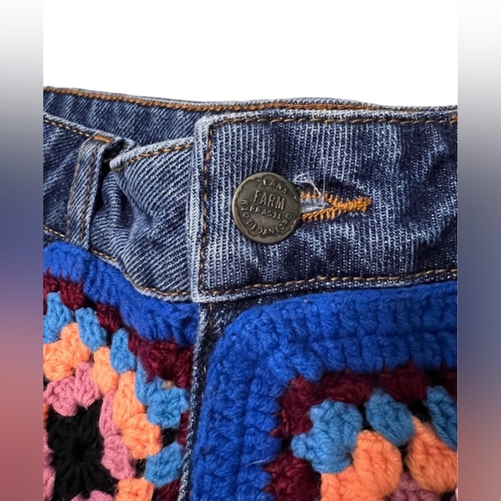 Anthropologie x Farm Rio Crochet Denim Shorts Size 30 *NWT* - Picture 5 of 7
